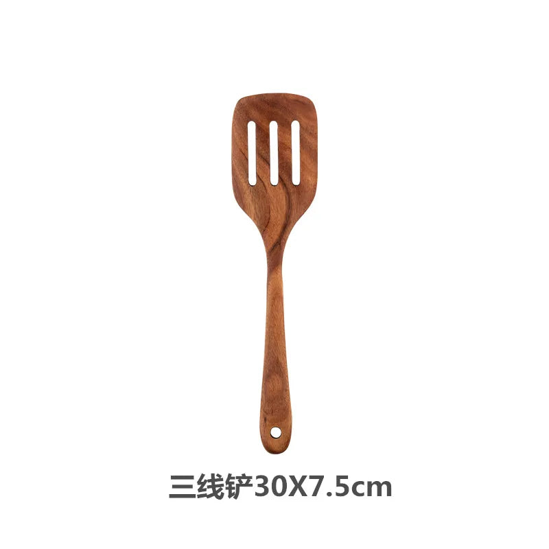 Eco Teak Wood Spatula Set - Non-Scratch Utensils for Nonstick Cookware | NODISHDRAMA