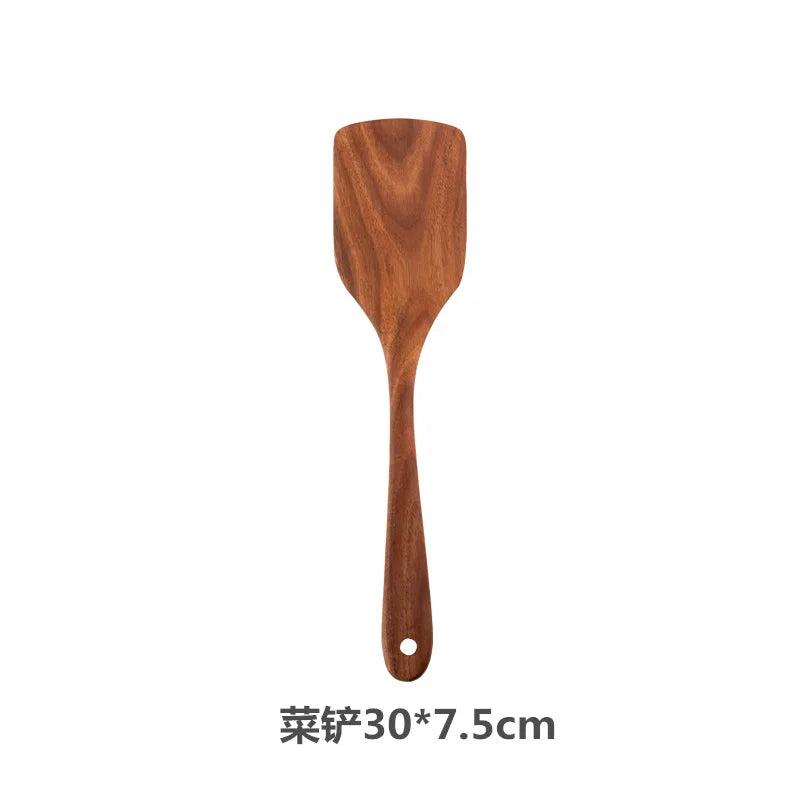 Eco Teak Wood Spatula Set - Non-Scratch Utensils for Nonstick Cookware | NODISHDRAMA