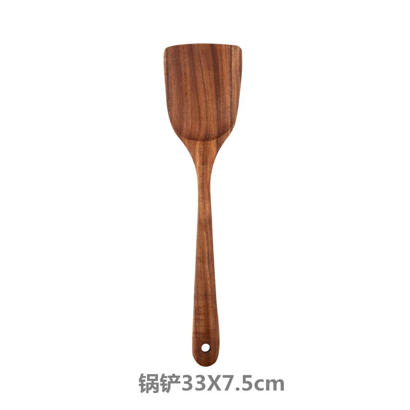 Eco Teak Wood Spatula Set - Non-Scratch Utensils for Nonstick Cookware | NODISHDRAMA