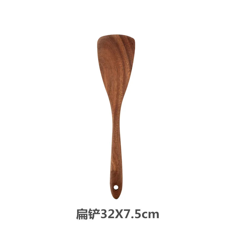 Eco Teak Wood Spatula Set - Non-Scratch Utensils for Nonstick Cookware | NODISHDRAMA